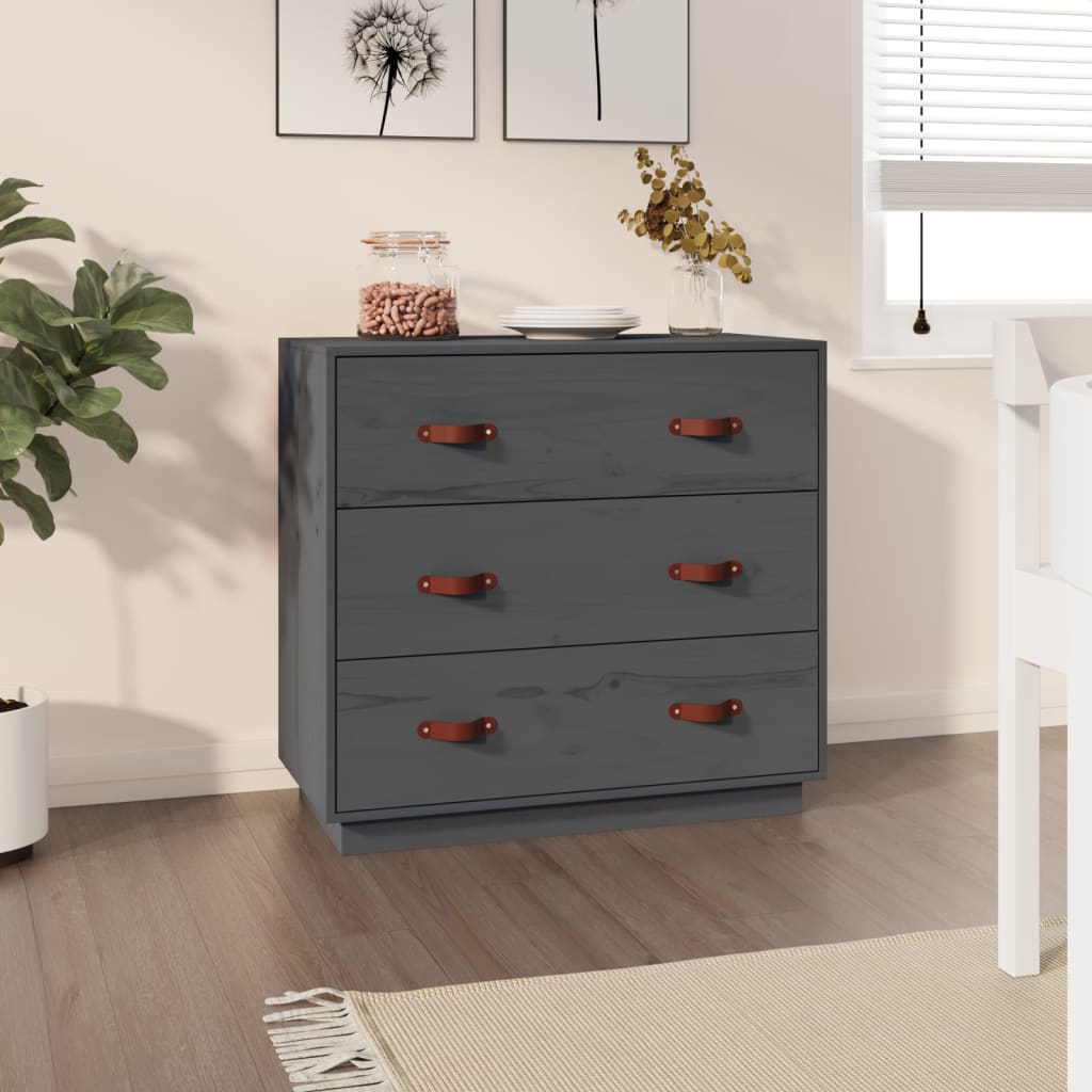 skænk 80x40x75 cm massivt fyrretræ grå