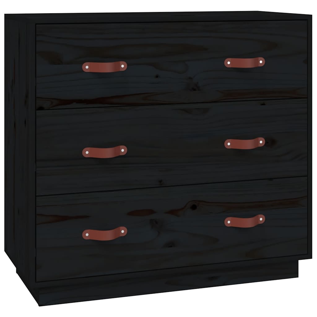 skænk 80x40x75 cm massivt fyrretræ sort