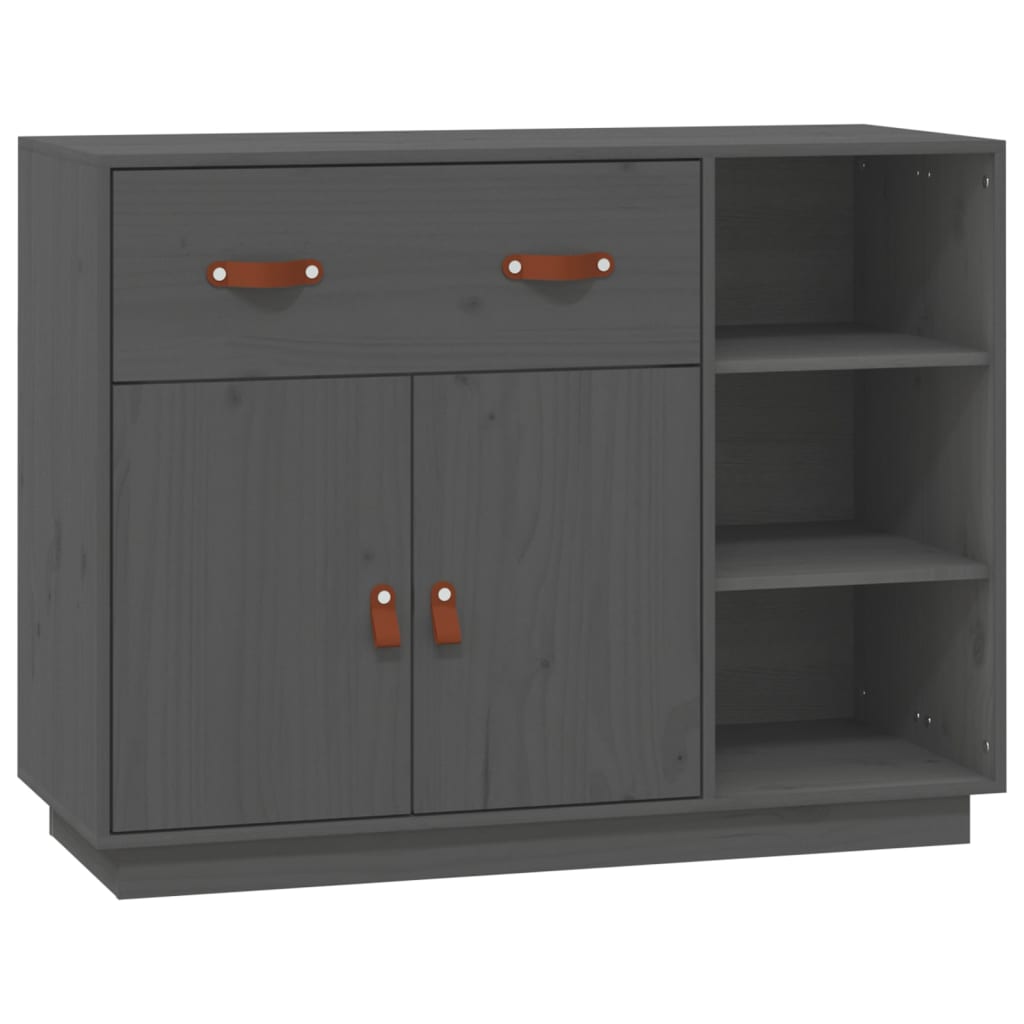 skænk 98,5x40x75 cm massivt fyrretræ Grå