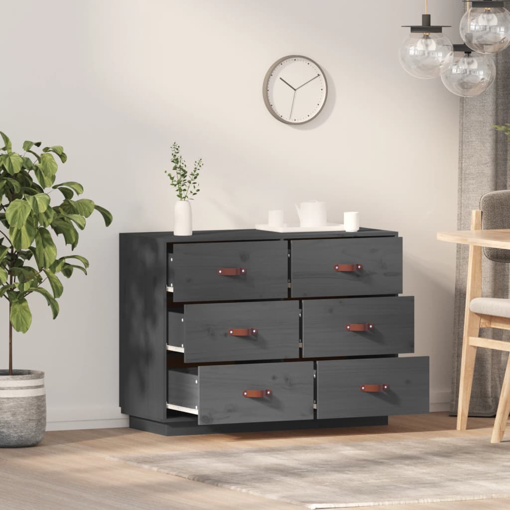 skænk 100x40x75 cm massivt fyrretræ Grå