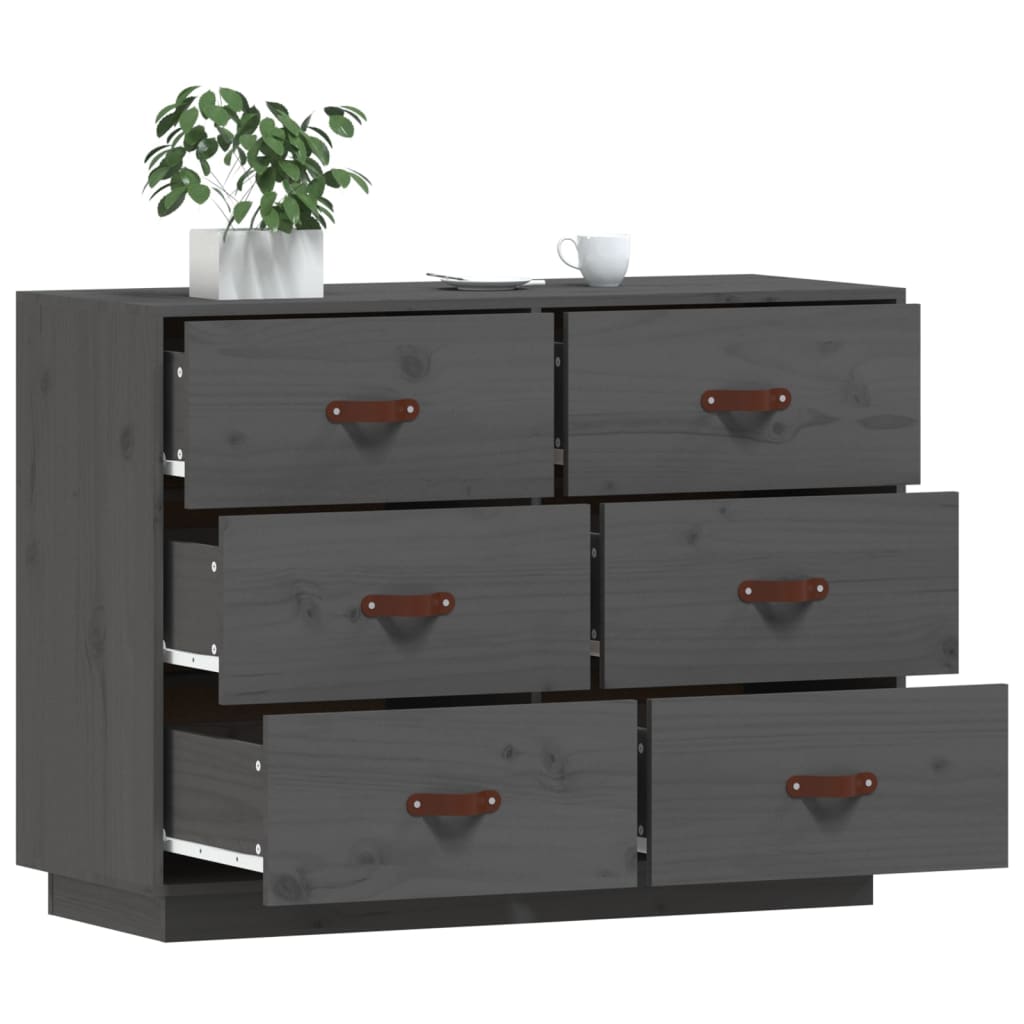 skænk 100x40x75 cm massivt fyrretræ Grå