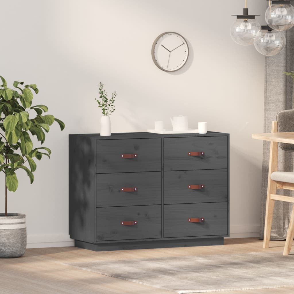 skænk 100x40x75 cm massivt fyrretræ Grå