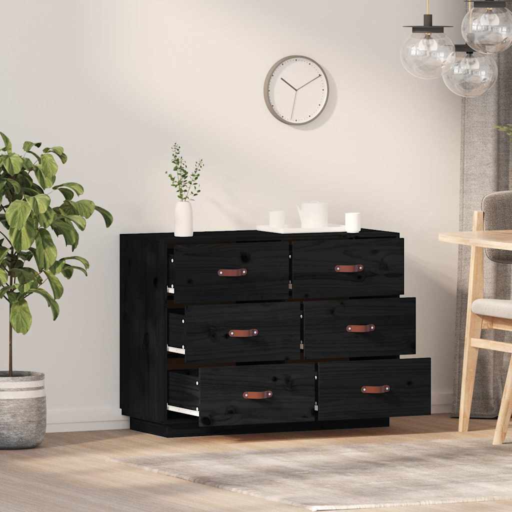 skænk 100x40x75 cm massivt fyrretræ sort