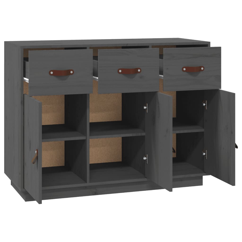 skænk 100x40x75 cm massivt fyrretræ Grå