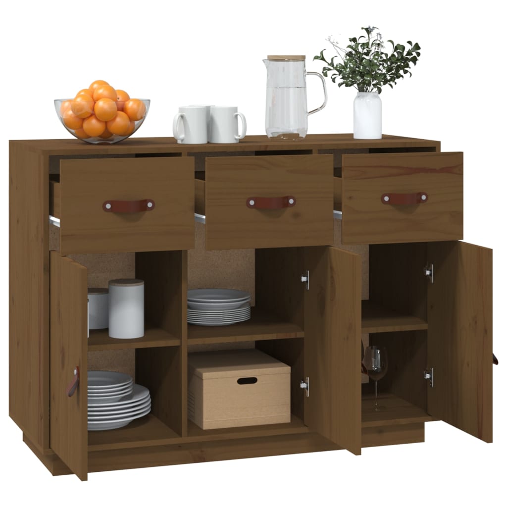 skænk 100x40x75 cm massivt fyrretræ gyldenbrun