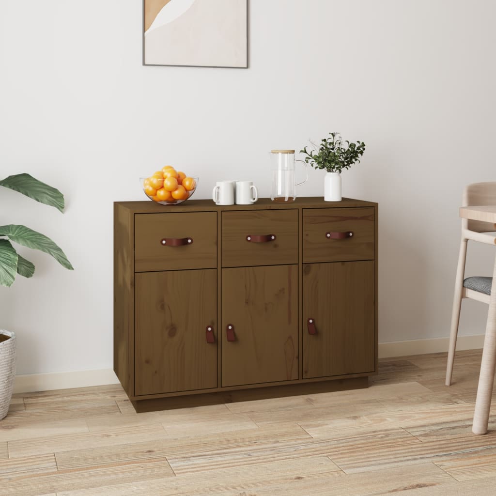 skænk 100x40x75 cm massivt fyrretræ gyldenbrun