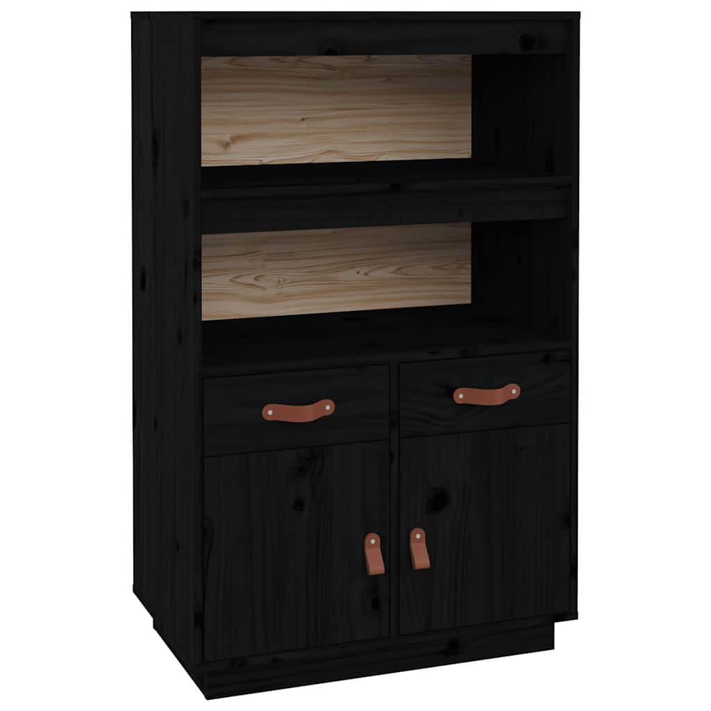 højskab 67x40x108,5 cm massivt fyrretræ sort