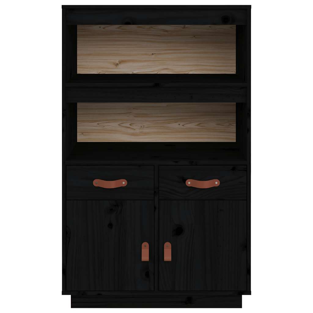 højskab 67x40x108,5 cm massivt fyrretræ sort