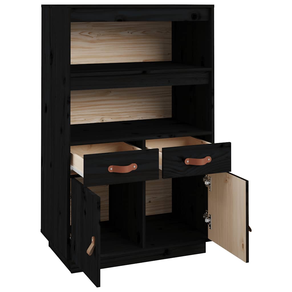 højskab 67x40x108,5 cm massivt fyrretræ sort