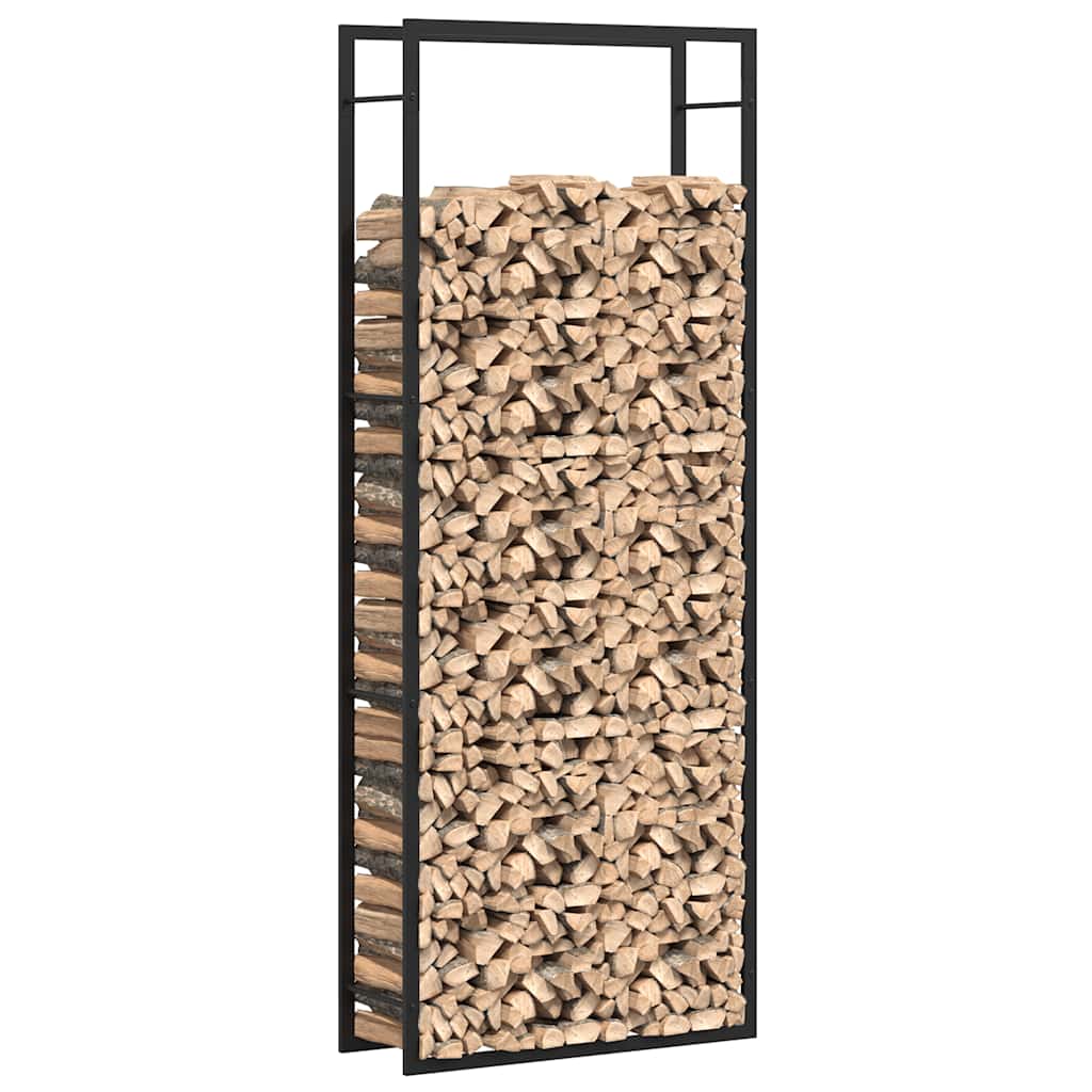 brændehylde mat sort 80x28x222 cm stål