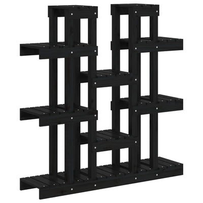 plantestativ 104,5x25x109,5 cm massivt fyrretræ sort