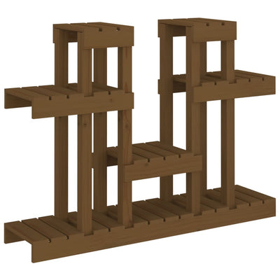 plantestativ 104,5x25x77,5 cm massivt fyrretræ gyldenbrun