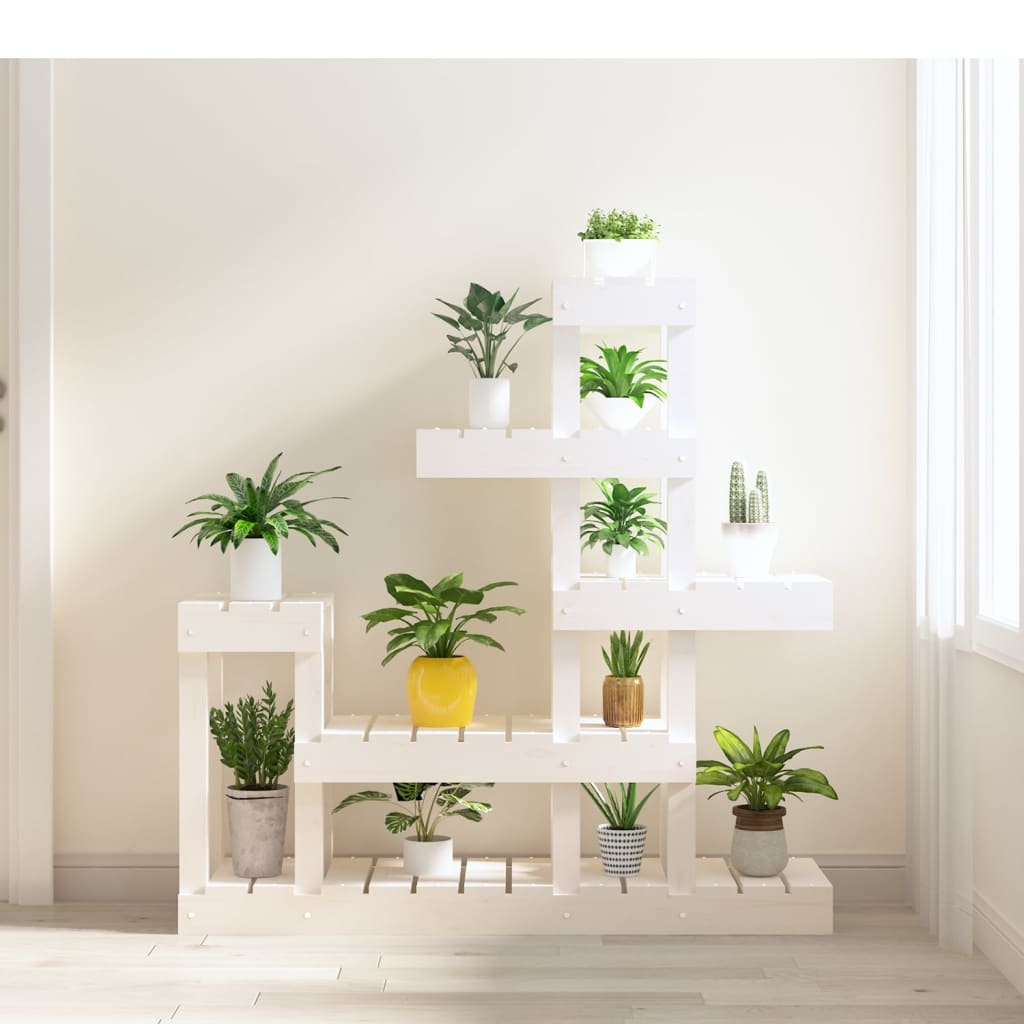 plantestativ 92x25x97 cm massivt fyrretræ hvid billede