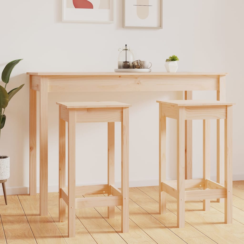 barstole 2 stk. 40x40x78 cm massivt fyrretræ billede