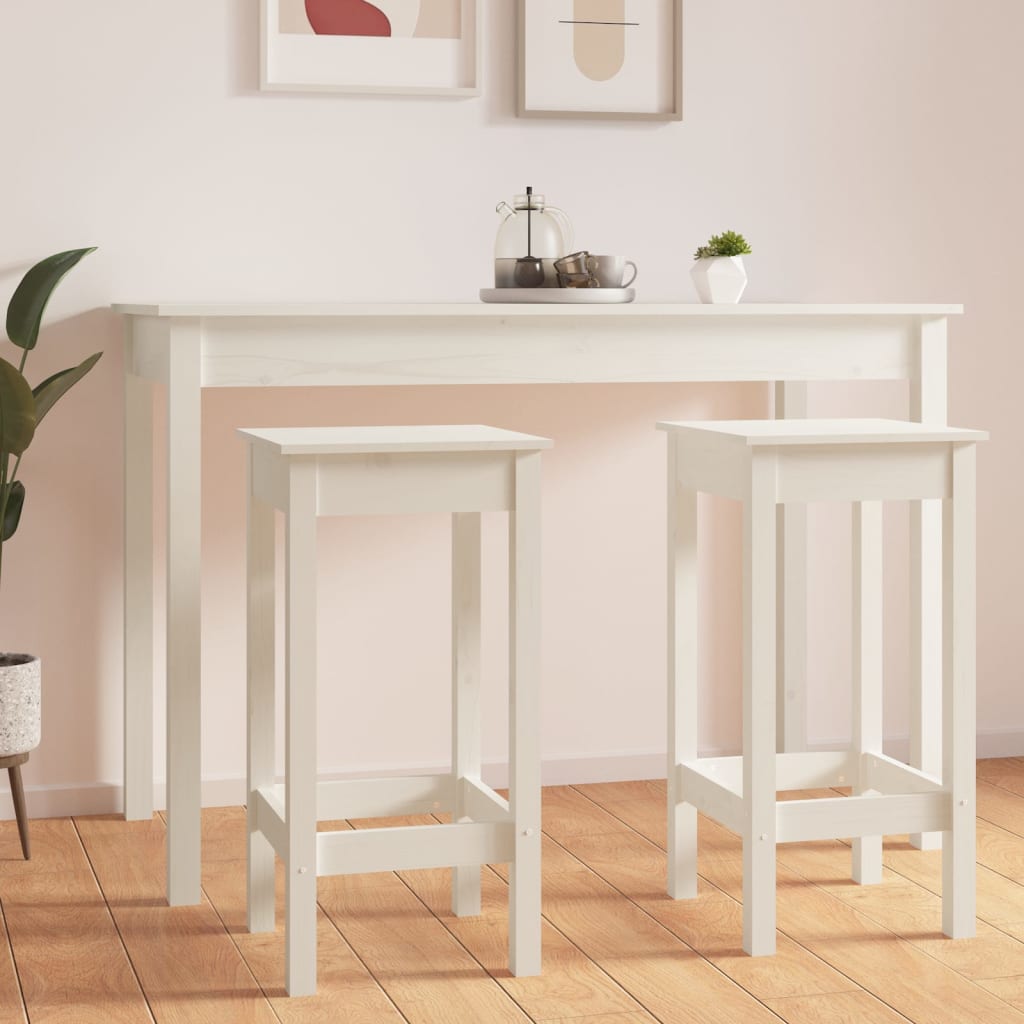 Barstole 2 stk. - 40 × 40 × 78 cm - massivt fyrretræ, hvid