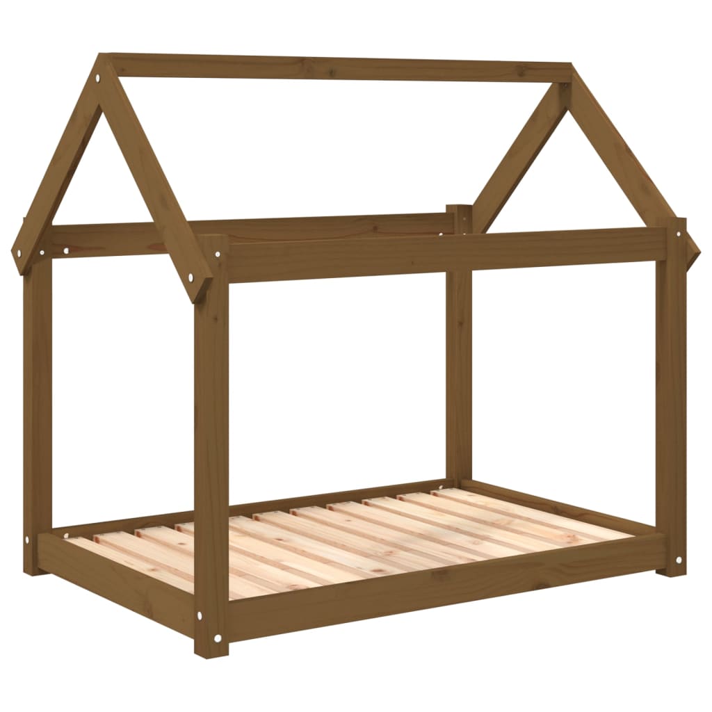 hundeseng 101x70x90 cm massivt fyrretræ gyldenbrun