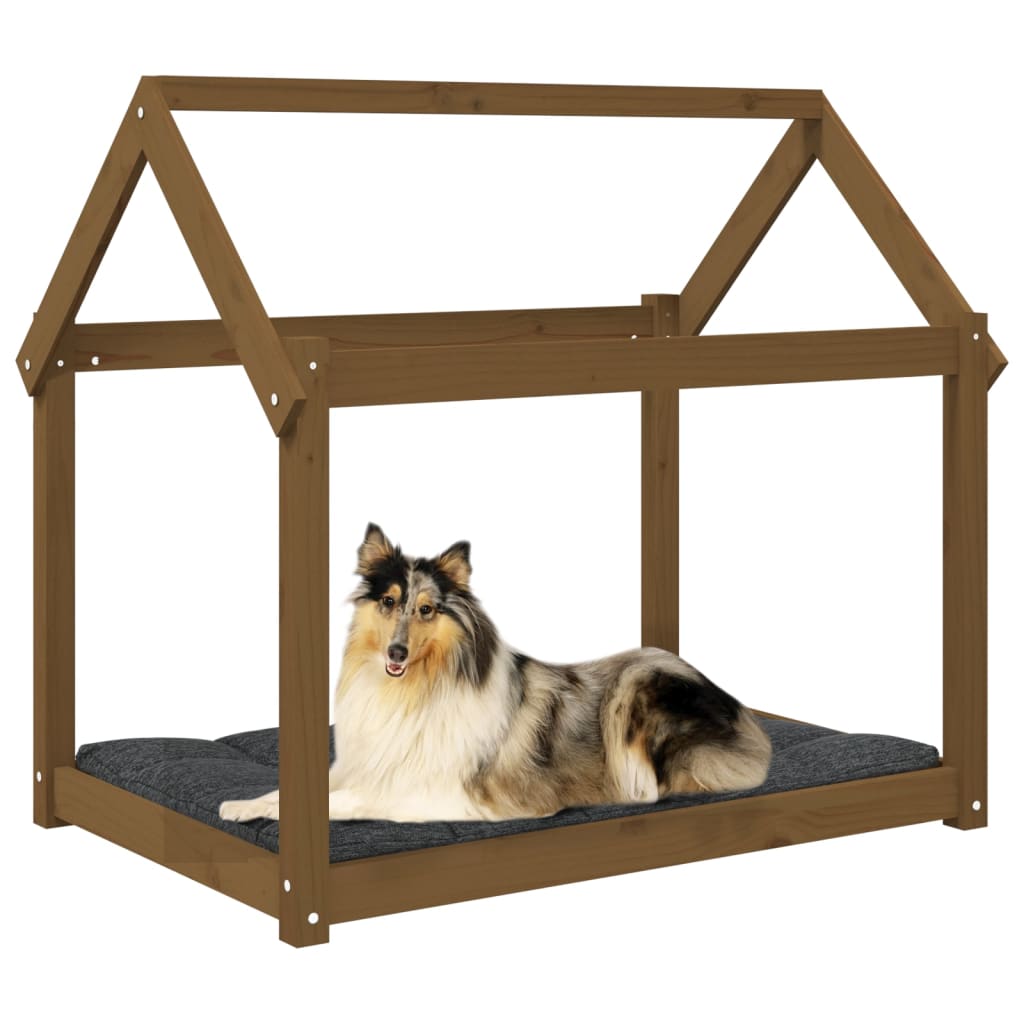 hundeseng 101x70x90 cm massivt fyrretræ gyldenbrun
