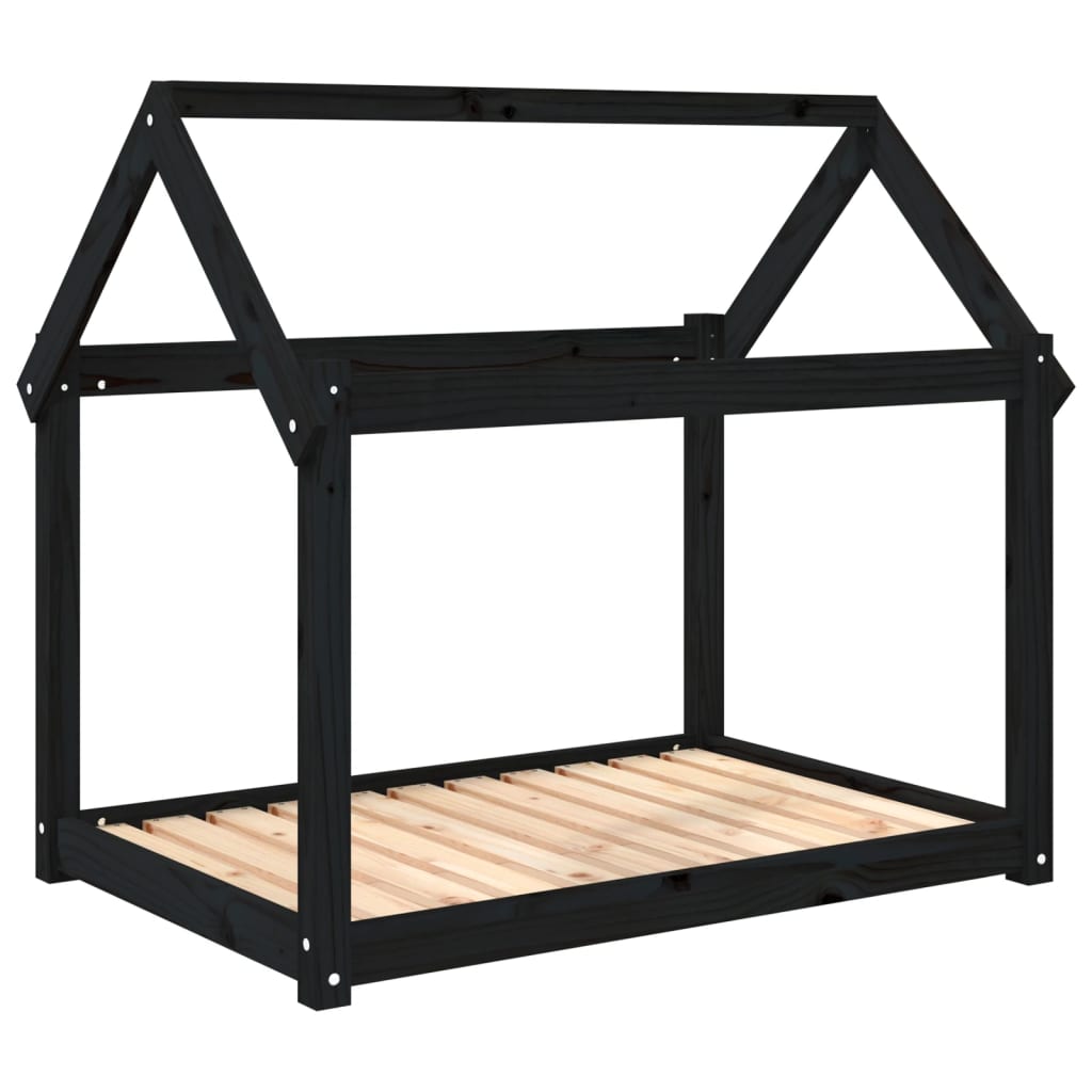 hundeseng 101x70x90 cm massivt fyrretræ sort