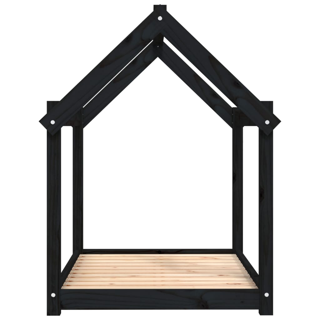 hundeseng 101x70x90 cm massivt fyrretræ sort