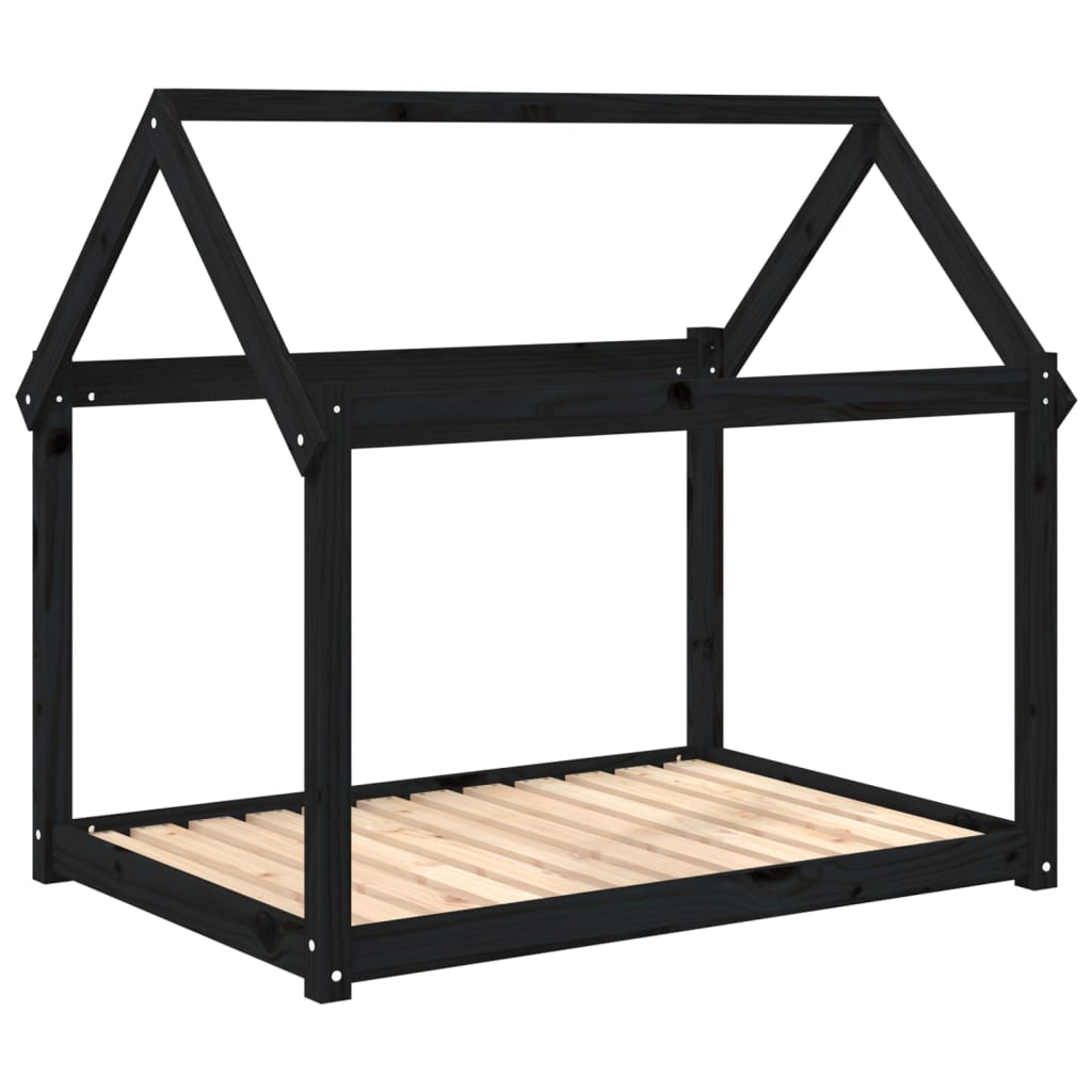 hundeseng 111x80x100 cm massivt fyrretræ sort