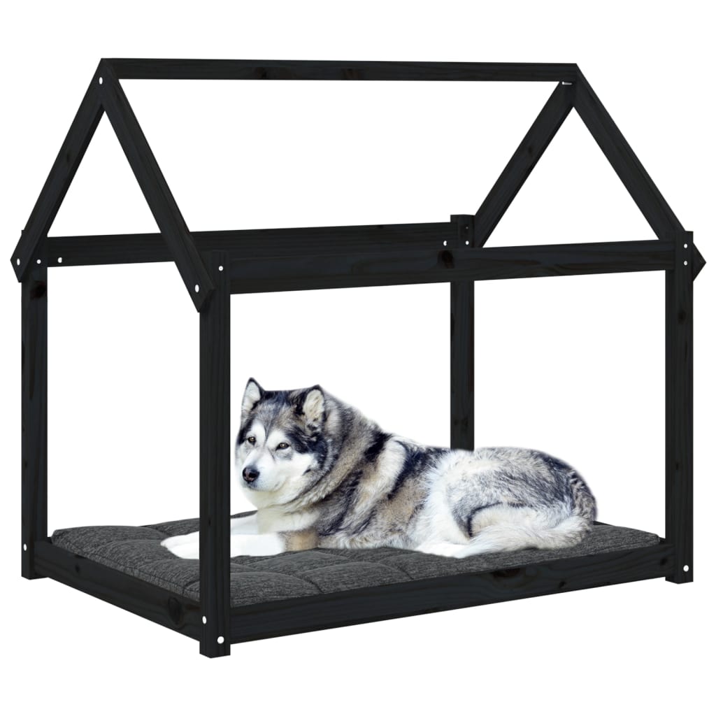 hundeseng 111x80x100 cm massivt fyrretræ sort