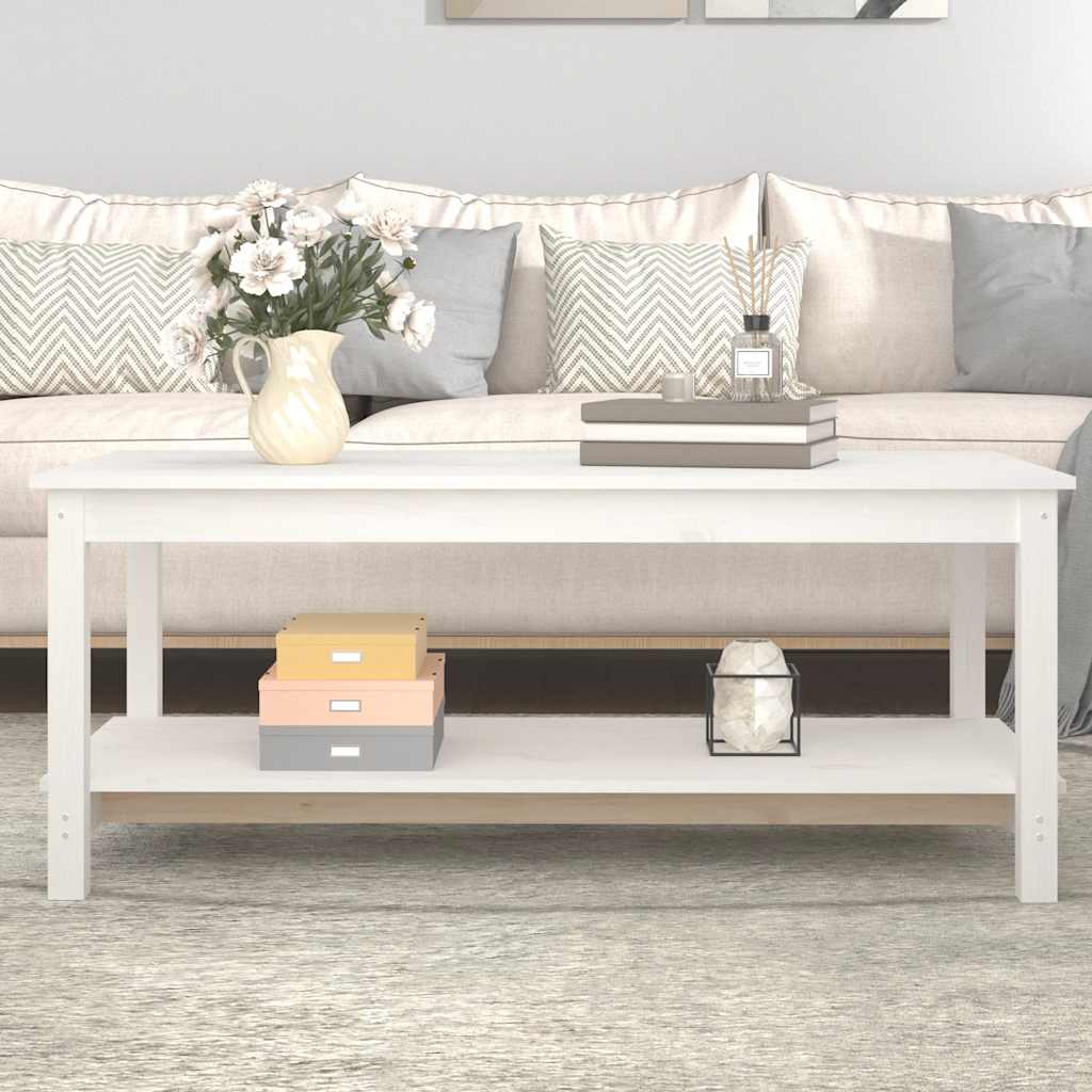 sofabord 110x55x45 cm massivt fyrretræ hvid