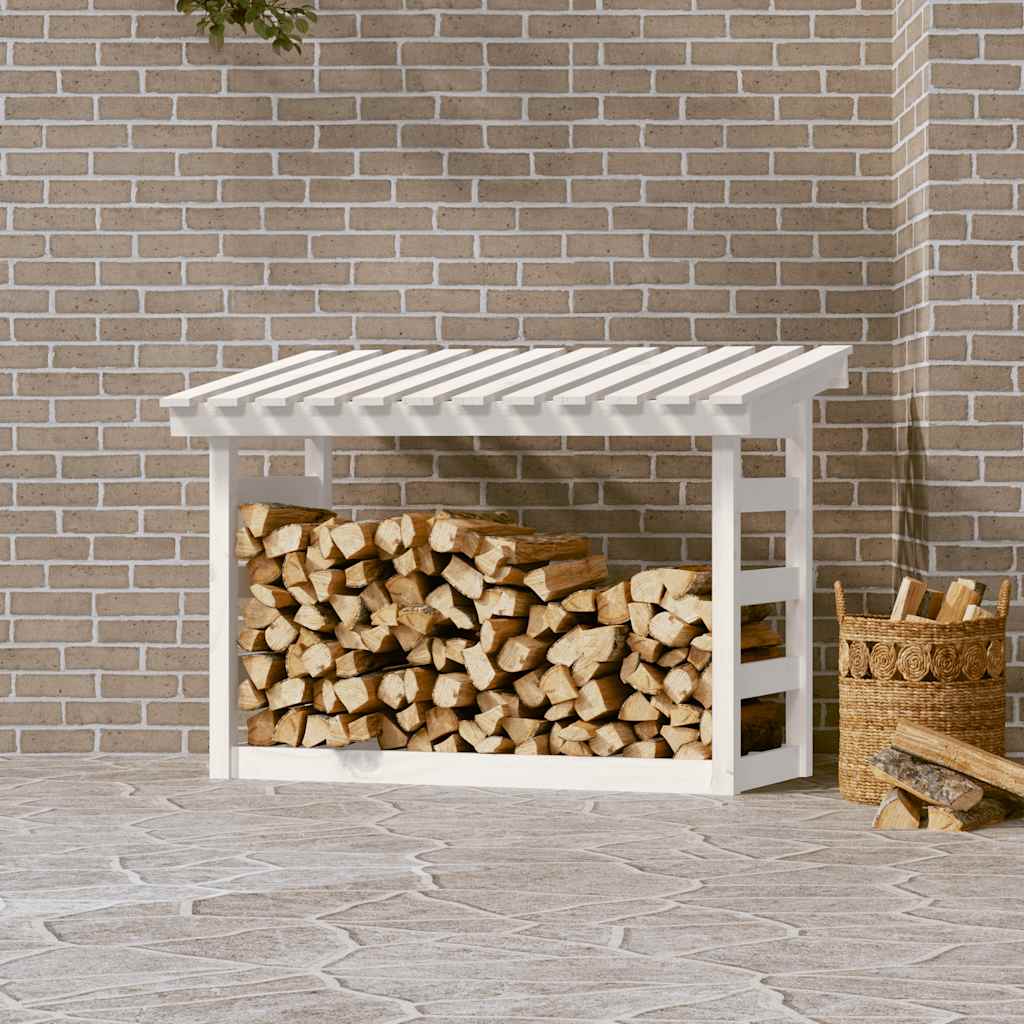 brændestativ 108x64,5x78 cm massivt fyrretræ hvid billede