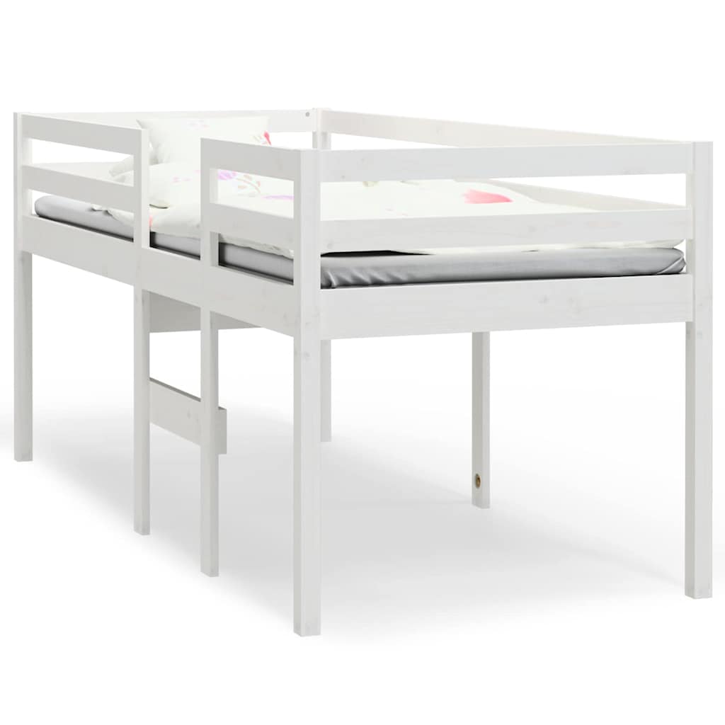 højseng 75x190 cm massivt fyrretræ hvid