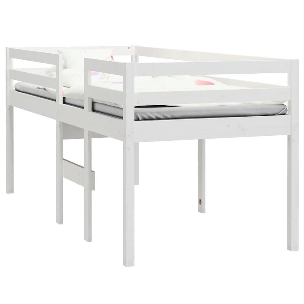 højseng 75x190 cm massivt fyrretræ hvid