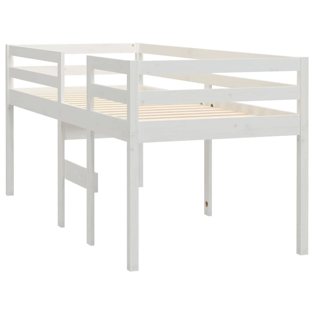 højseng 75x190 cm massivt fyrretræ hvid