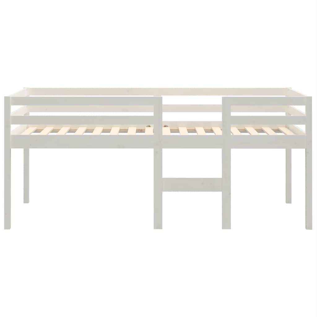 højseng 75x190 cm massivt fyrretræ hvid