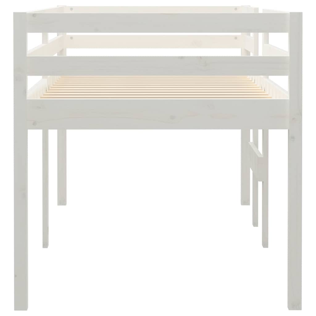 højseng 75x190 cm massivt fyrretræ hvid
