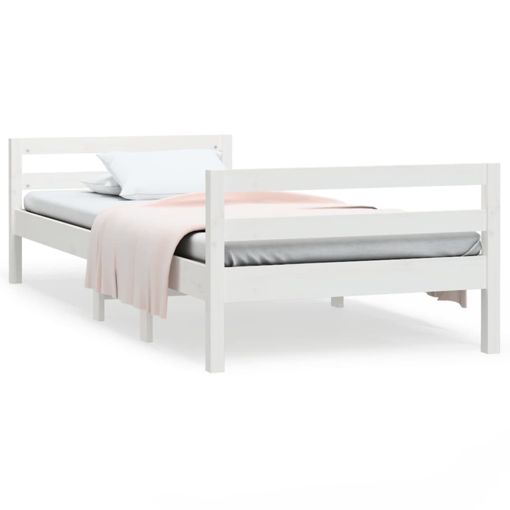 sengeramme uden madras 75x190 cm massivt fyrretræ hvid