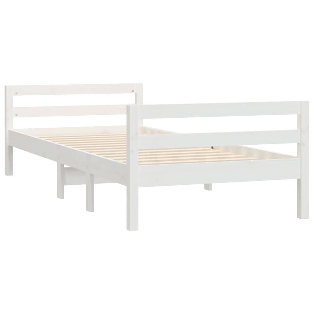 sengeramme uden madras 75x190 cm massivt fyrretræ hvid