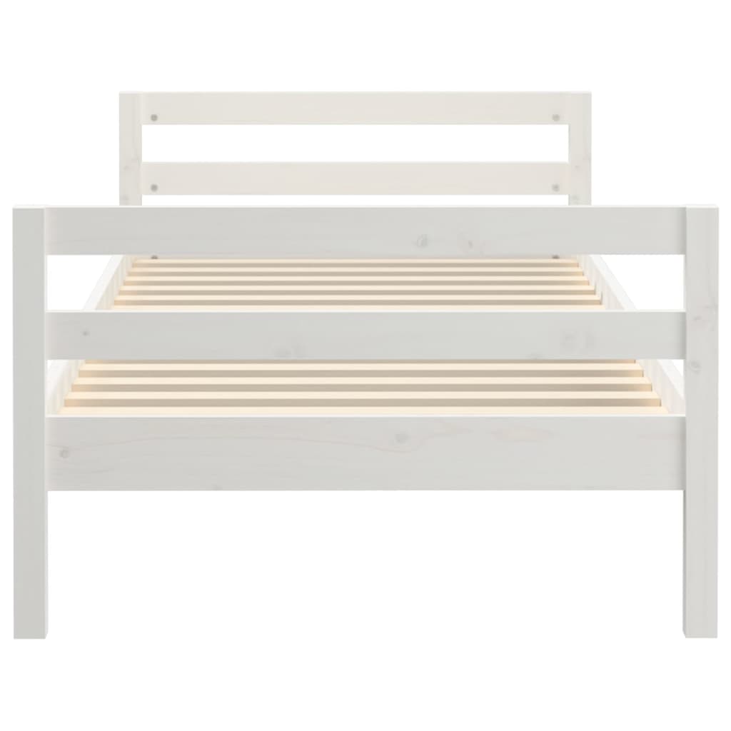 sengeramme uden madras 75x190 cm massivt fyrretræ hvid