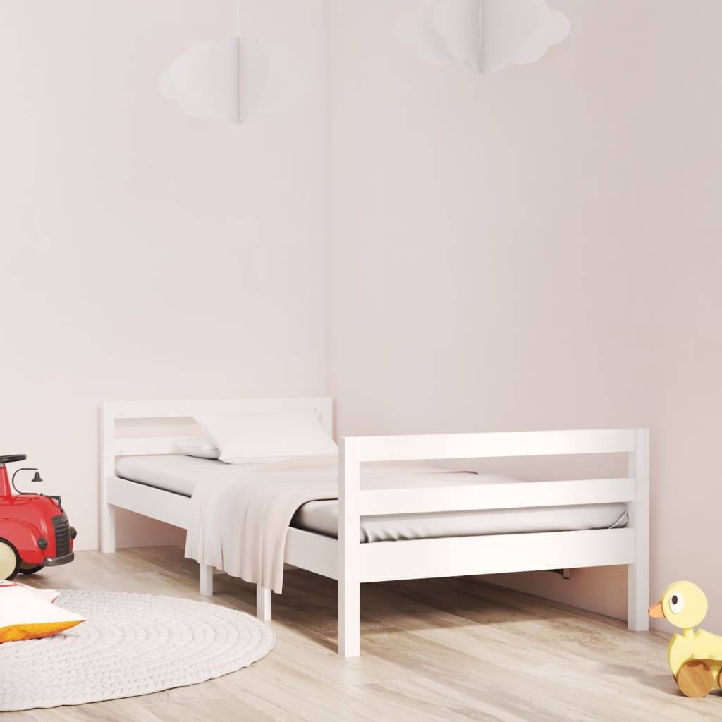 sengeramme uden madras 75x190 cm massivt fyrretræ hvid