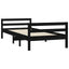 sengestel 75x190 cm massivt fyrretræ sort