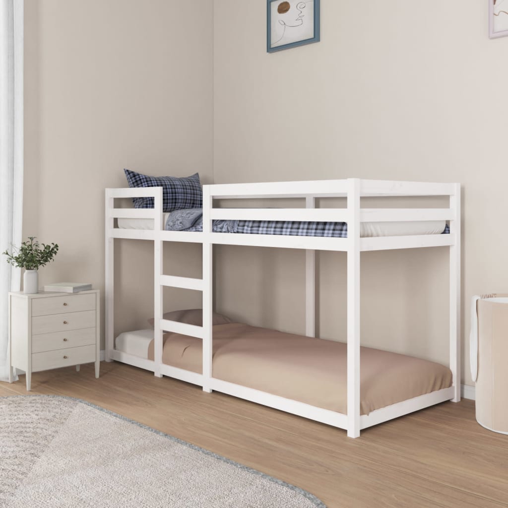 køjeseng 80x200 cm massivt fyrretræ hvid