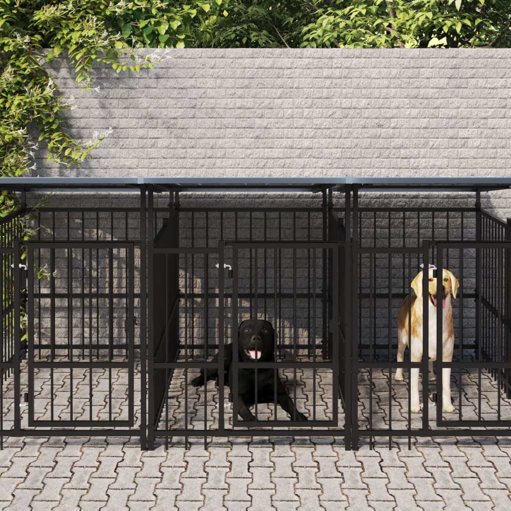 udendørs hundegård med tag 5,63 m² stål