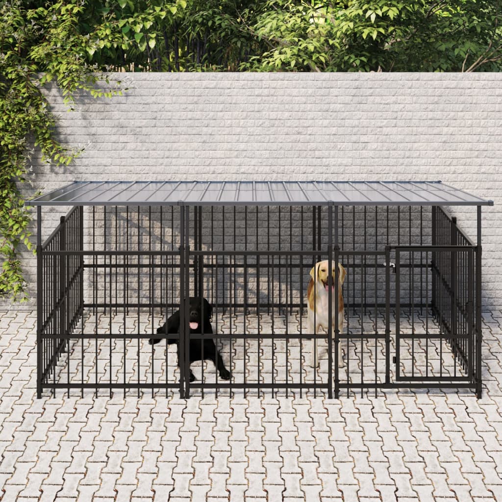 udendørs hundegård med tag 5,63 m² stål