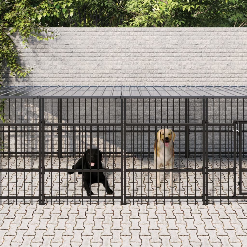 udendørs hundegård med tag 9,38 m² stål