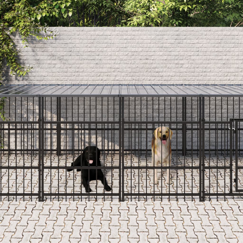 udendørs hundegård med tag 11,26 m² stål