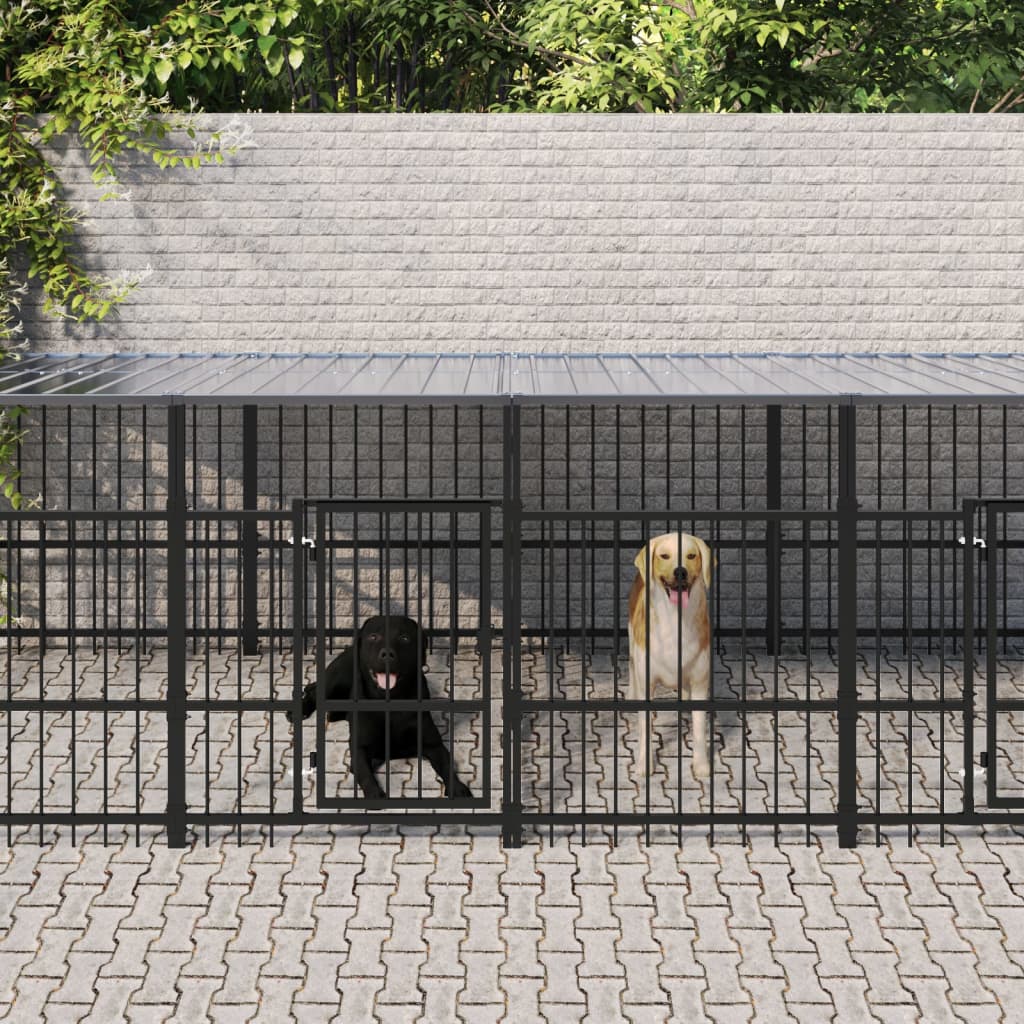 udendørs hundegård med tag 11,26 m² stål