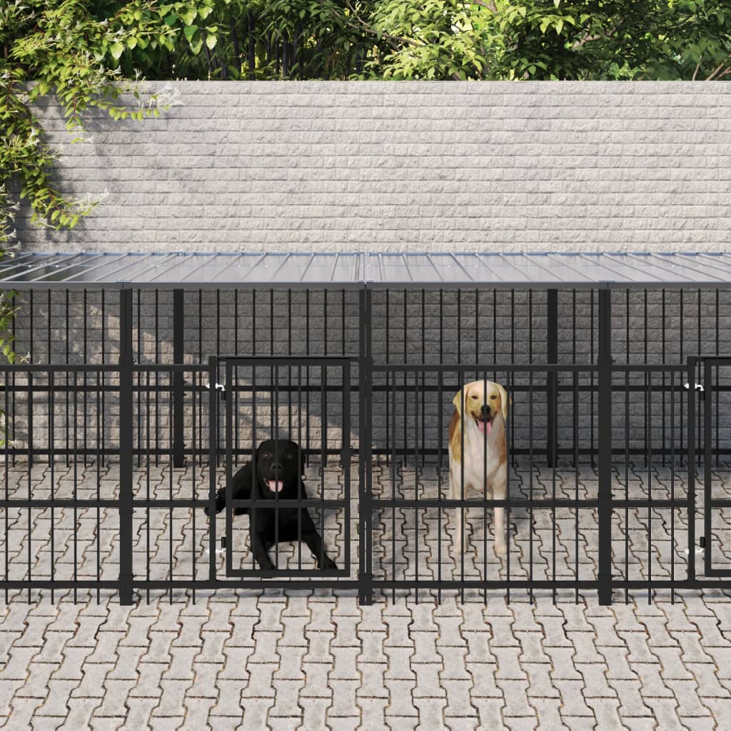 udendørs hundegård med tag 15,02 m² stål