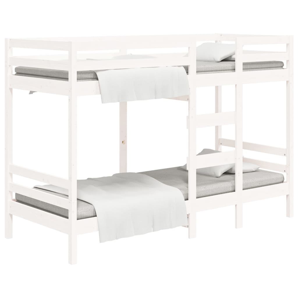 køjeseng 90x200 cm massivt fyrretræ hvid