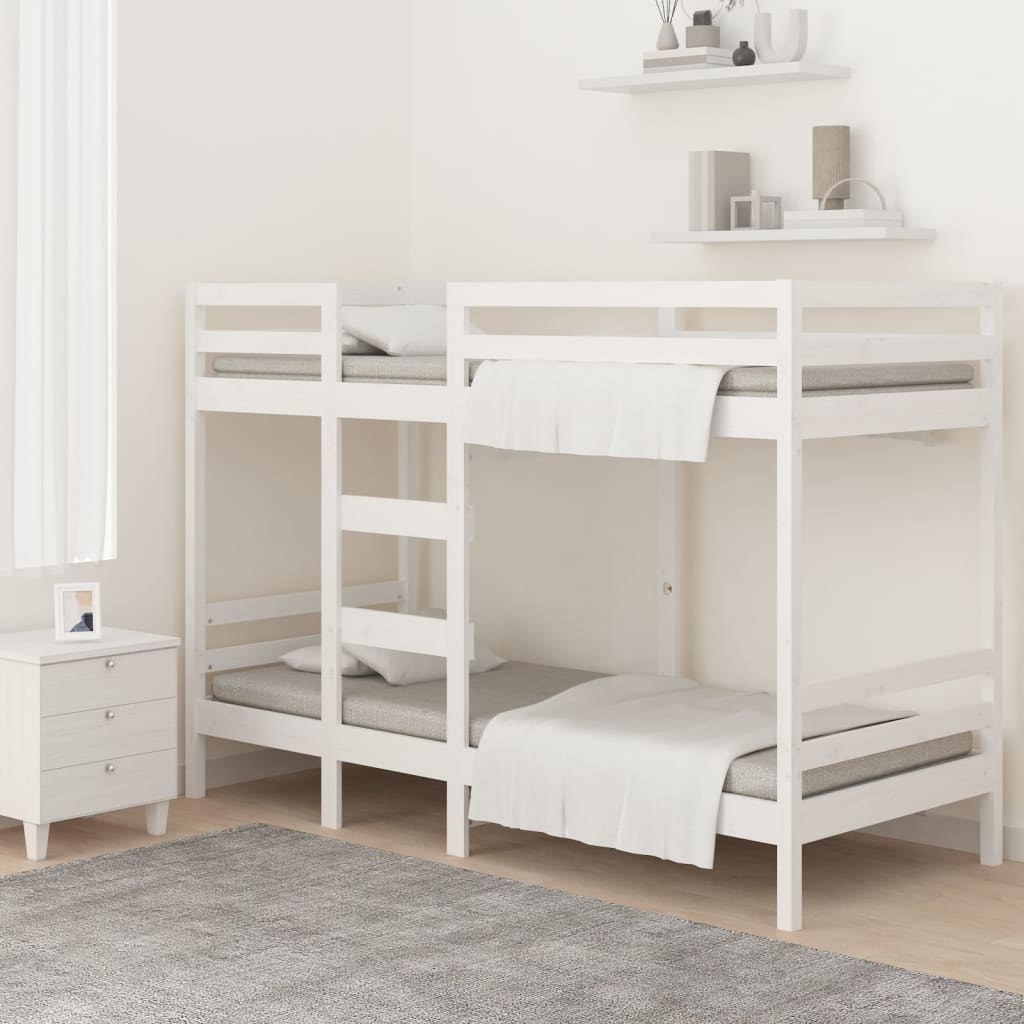 køjeseng 80x200 cm massivt fyrretræ hvid