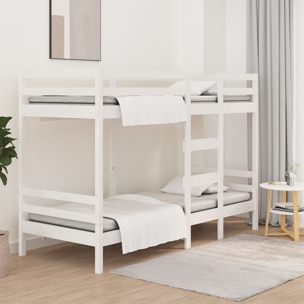 køjeseng 75x190 cm massivt fyrretræ hvid