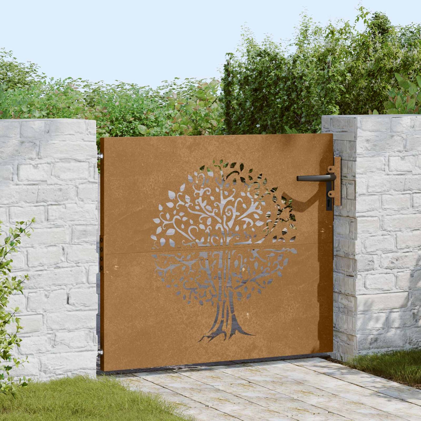havelåge 85x100 cm cortenstål trædesign
