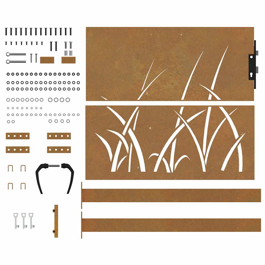 havelåge 100x100 cm cortenstål græsdesign