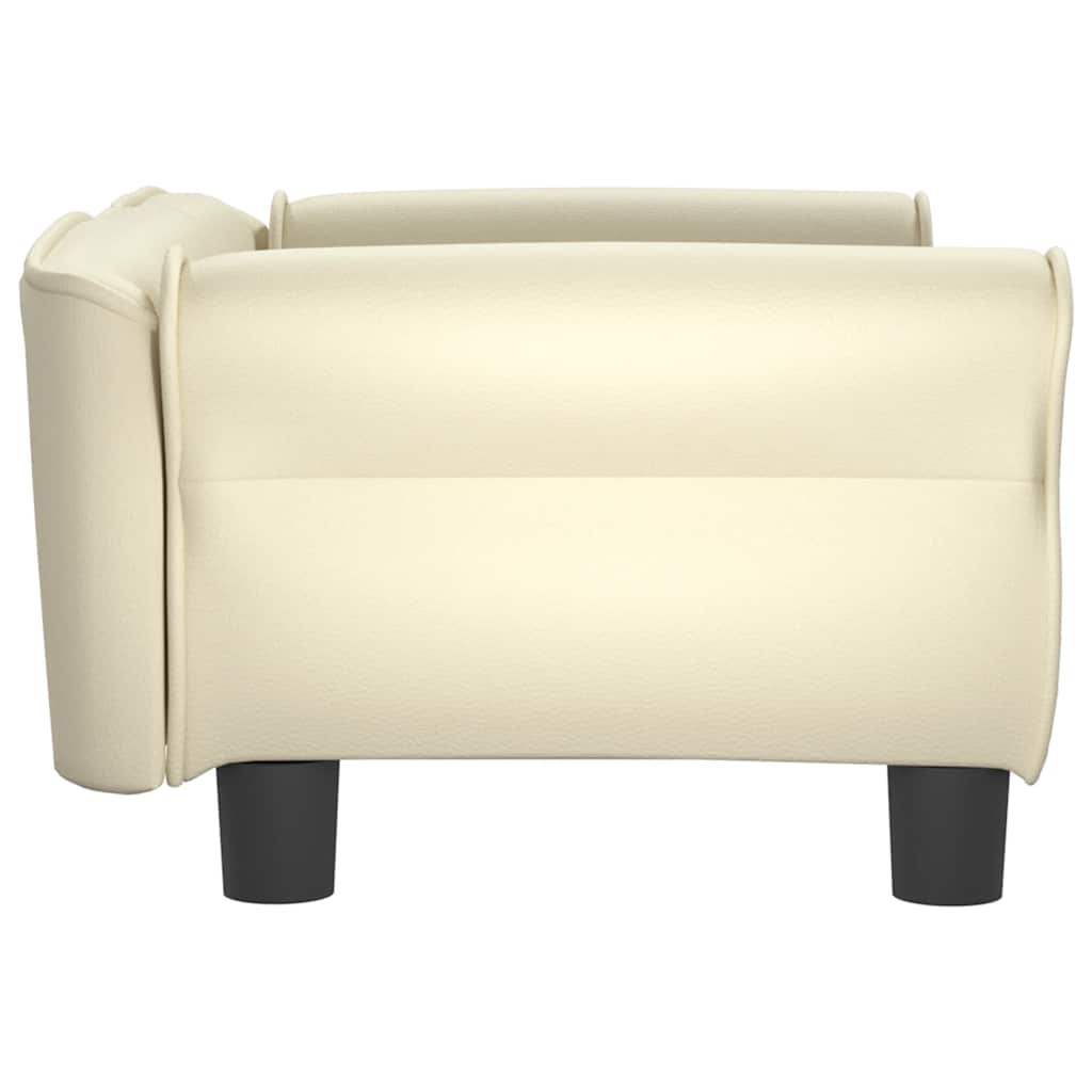 hundeseng 70x45x30 cm kunstlæder cremefarvet